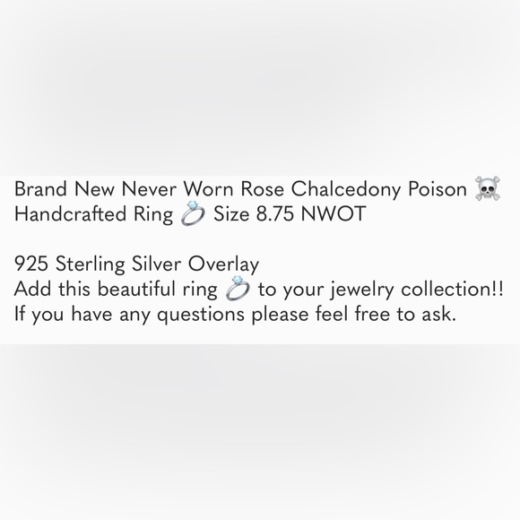 #253 Rose Chalcedony Poison ☠️ Ring 💍 Handcrafted Size 8.75 NWOT - Picture 14 of 14